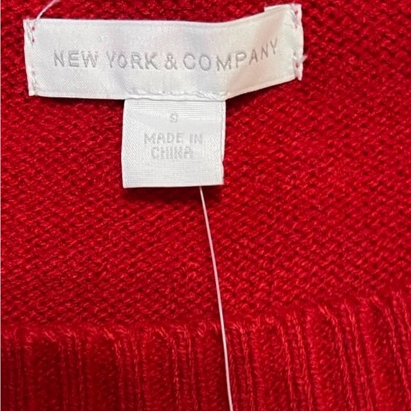 New York & Company  Red Sweater with Fashionable Lady Design New w/ Tags - Picture 2 of 3
